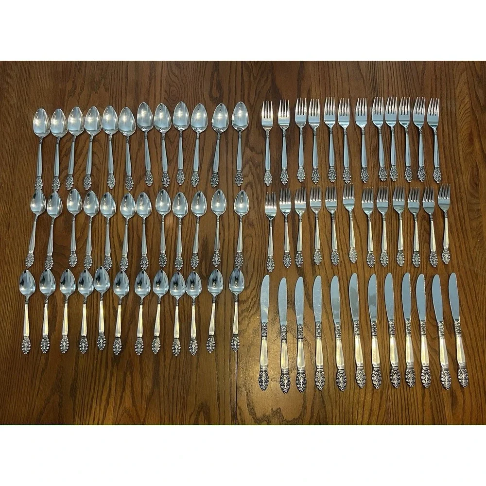 Vintage MCM United Silver Co Japan Stainless Flatware 72 Piece Set Service 12